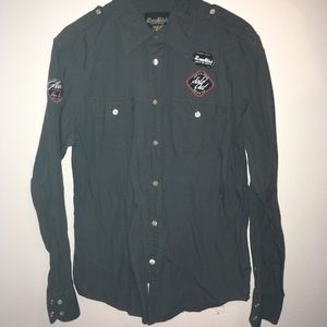 Grey Long Sleeve Collar Shirt